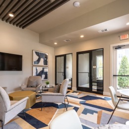 lounge with seating and private offices